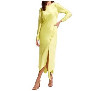Express Women's Satin Long Sleeve XS Midi Dress Graceful Romantic